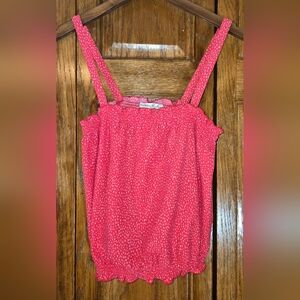 Express One Eleven Red White Polka Dot Cropped Rouched Waist Top sz XS